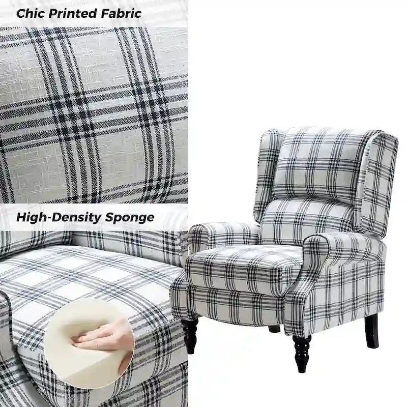 Olympus Upholstered Classic Manual Wingback Recliner with Solid Wood Legs Set of 2 by HULALA HOME