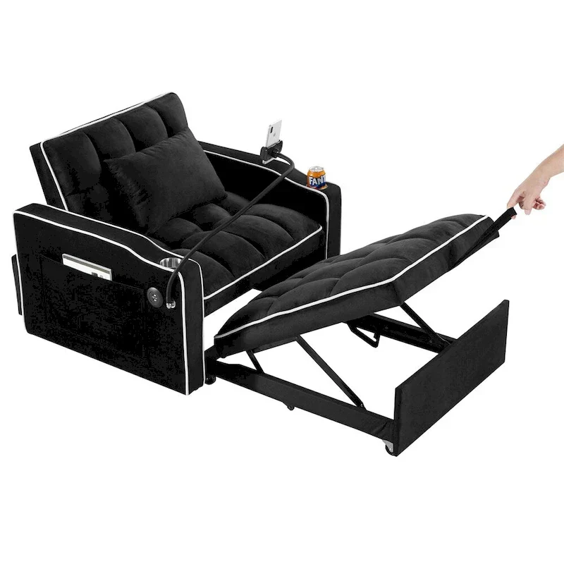 Convertible Sleeper Chair Sofa Bed Adjustable Pull Out Sleeper Chair