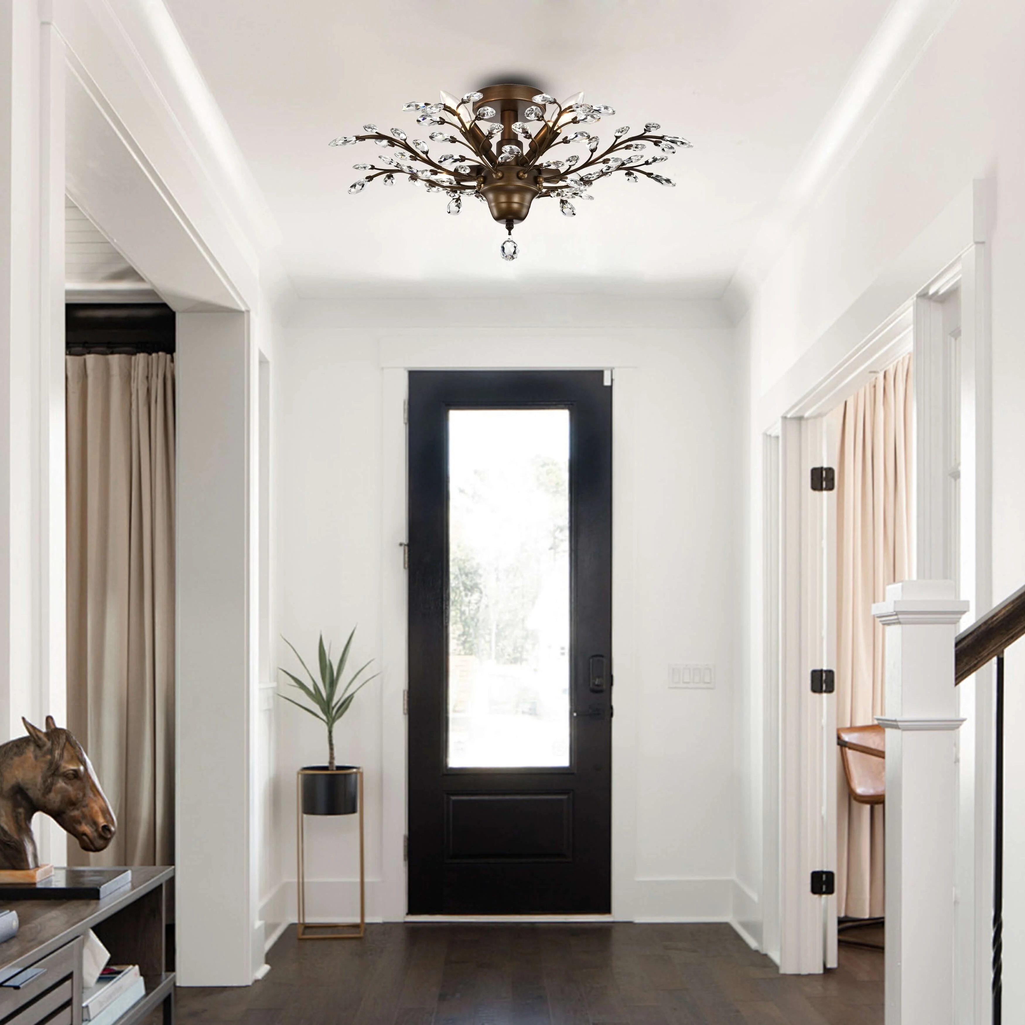 Holly 4-light Crystal Leaves Flush Mount