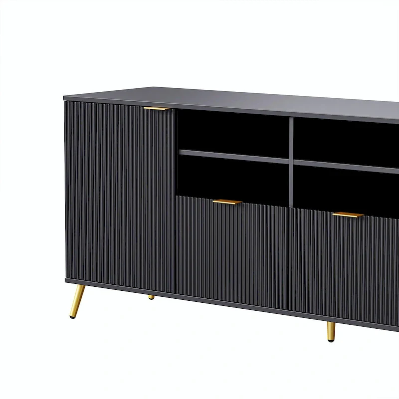 4-Piece Entertainment Wall Unit with 13 Shelves, 8 Drawers, and 2 Cabinets