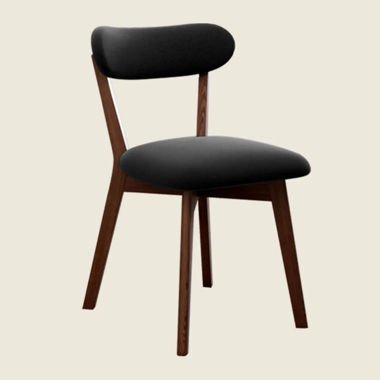 Walnut Wood Mid-Century Modern Upholstered Dining Chair