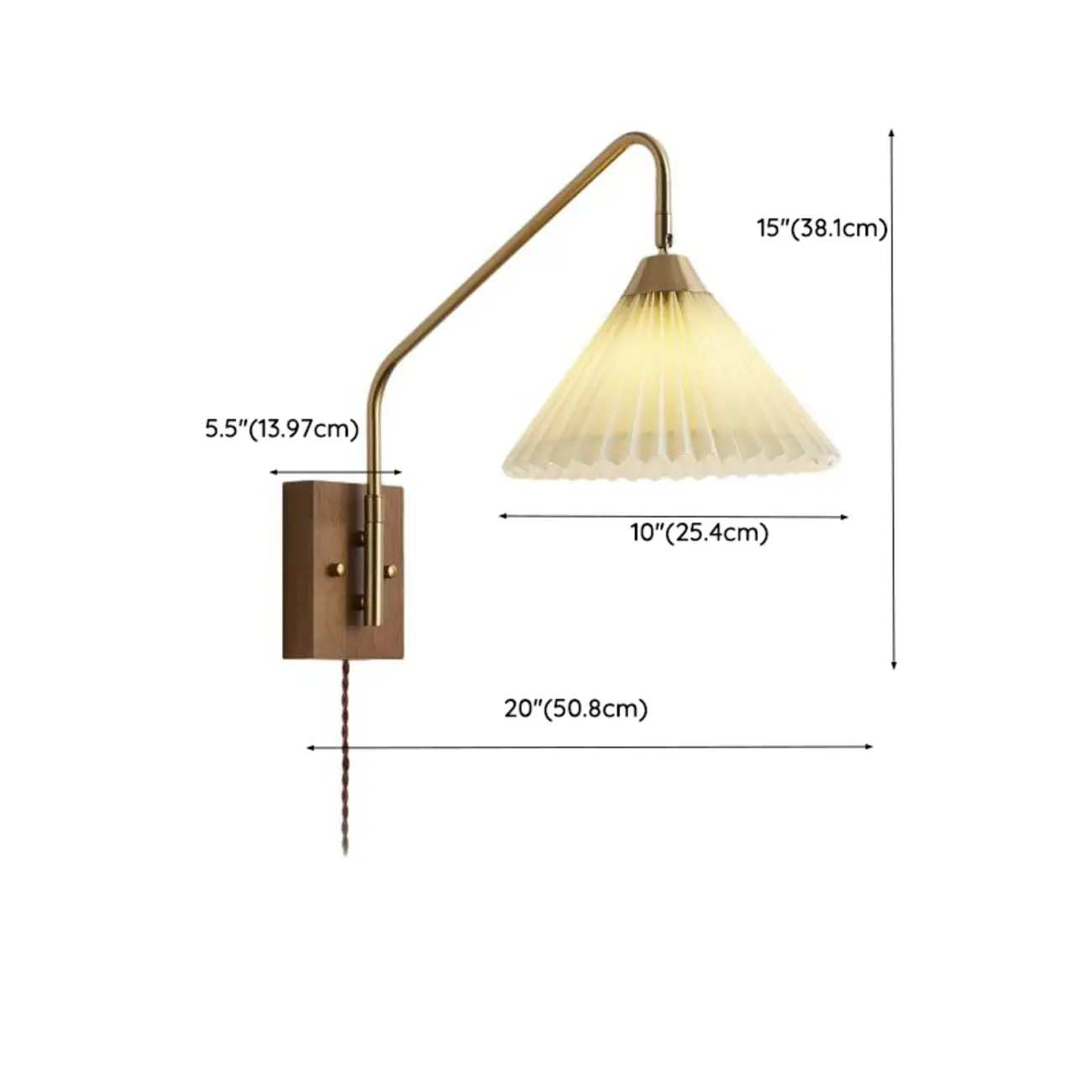 Modern Living Room Wall Light with Pleated Fabric Shade