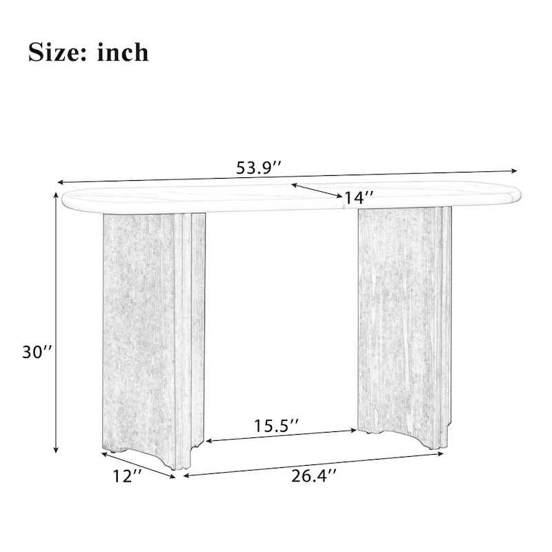53.9 Console Table with Faux Marble Top & Wood Base