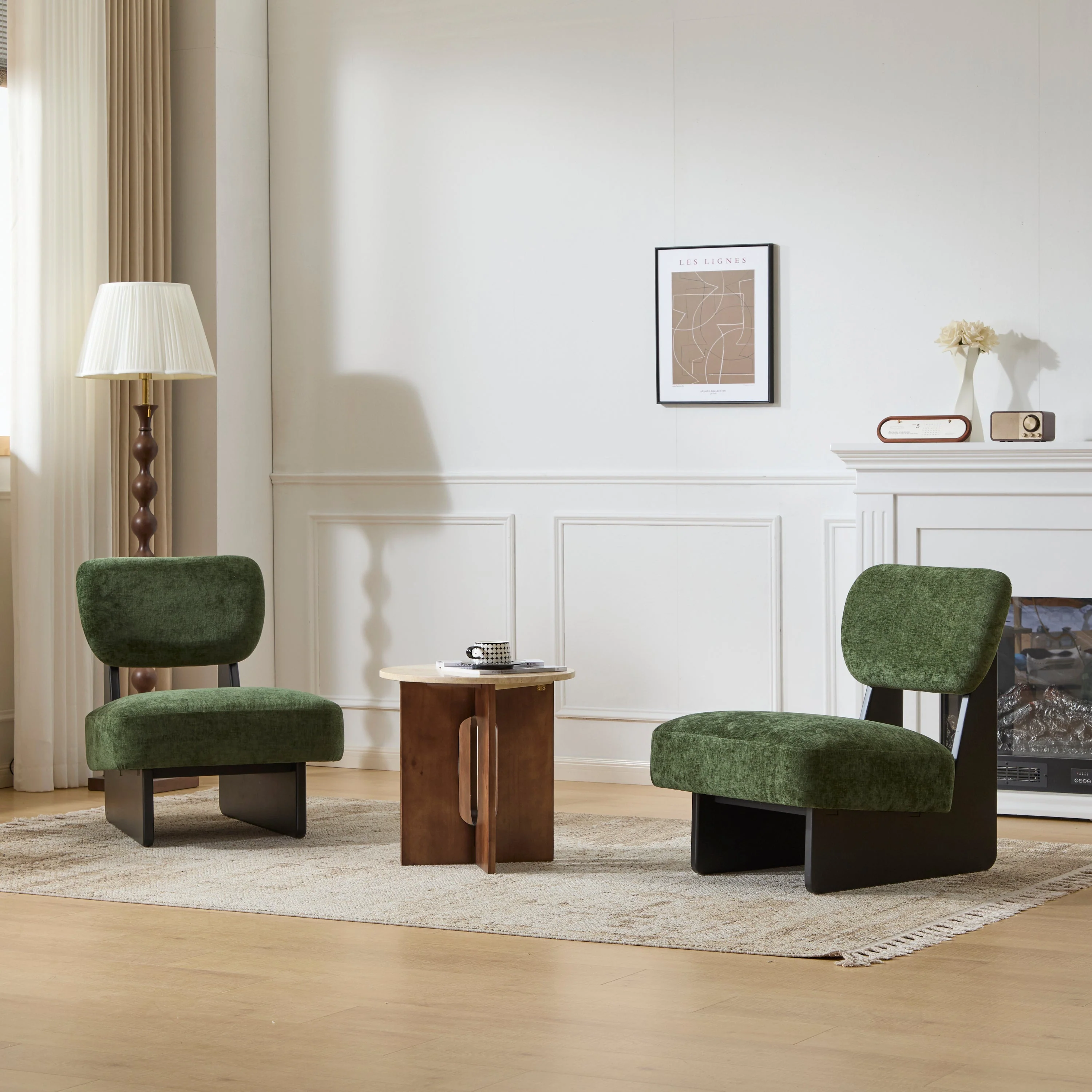 Walker Edison | Minimalist and Stylish Modern Accent Chair with Sturdy Wood Base Set of 2