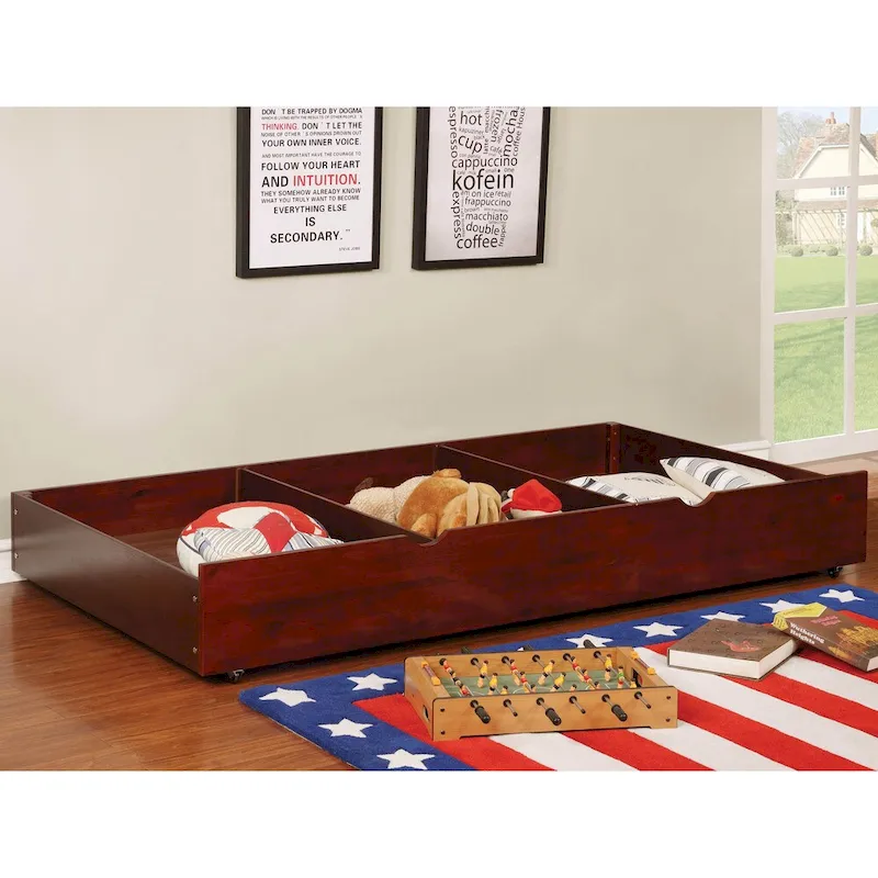 Bays Transitional Twin Wood Underbed Trundle with Casters by Furniture of America