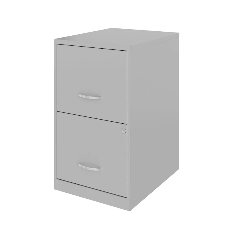 Silver 2-Drawer Metal File Cabinet with Lock & Letter-Size Hanging Files