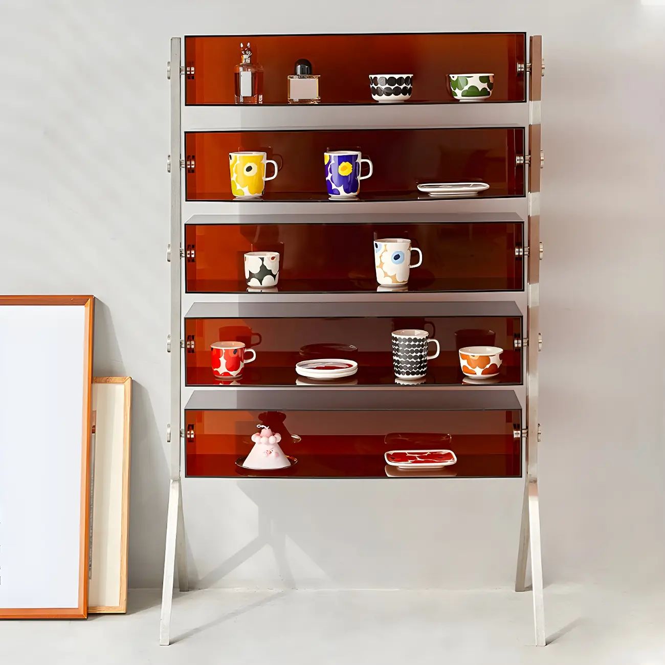 Tan Open Modern Acrylic Display Cabinet