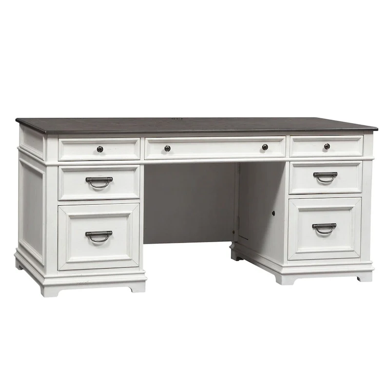 Wirebrushed White Charcoal Desk