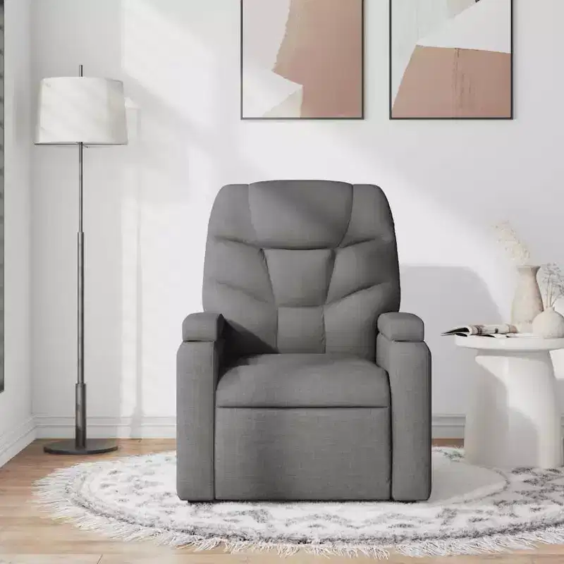 vidaXL Dark Gray Fabric Recliner Chair - 6-Point Vibration Massage, Adjustable Backrest & Footrest - Gray