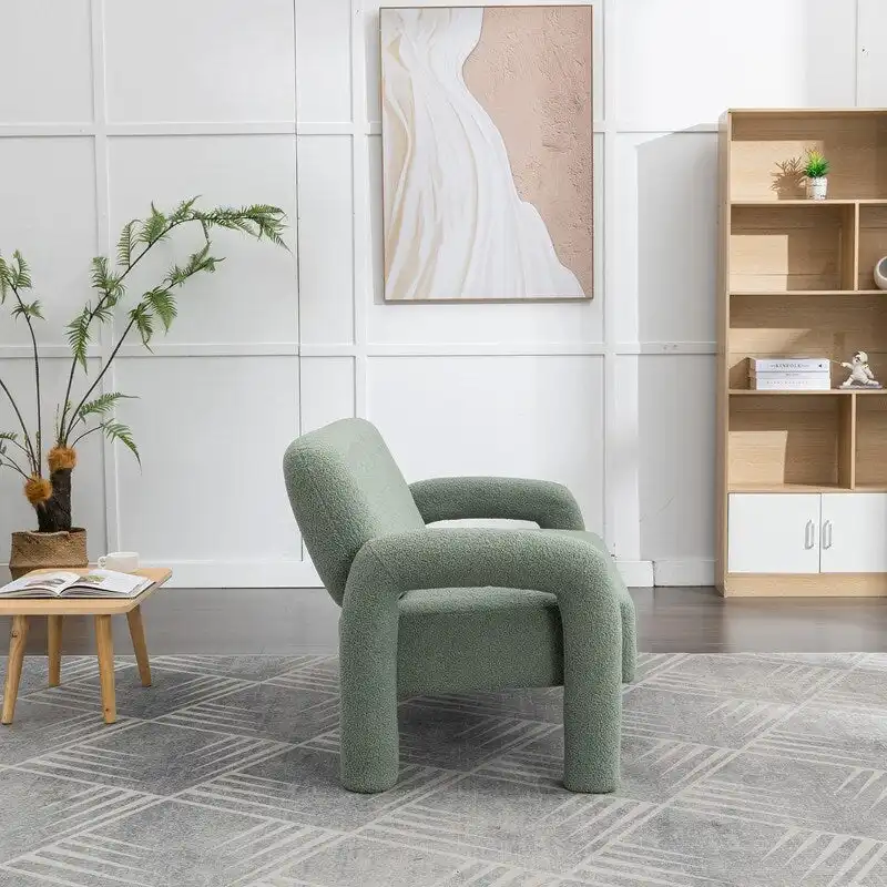 SEYNAR Mid-Century Modern Boucle 51  Solid Wood Curved Sofa