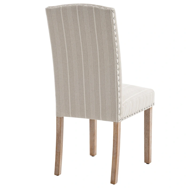 Set of 2 Gray Fabric Dining Chairs with Nailhead Trim