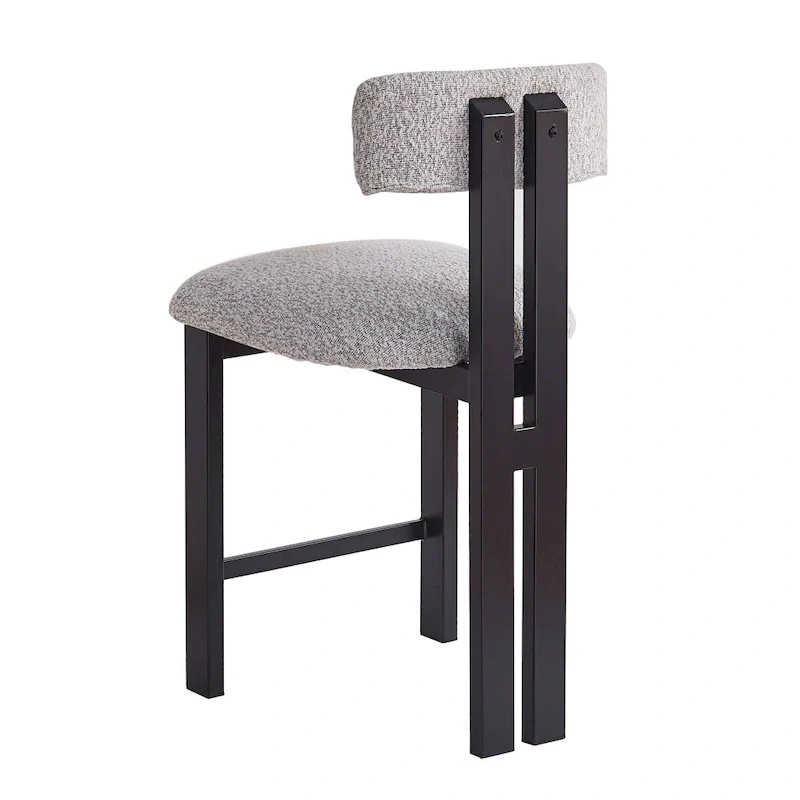 26.5 Round Upholstered Counter Stools, Set of 2 Low Back Bar Chairs with Black Metal Frame