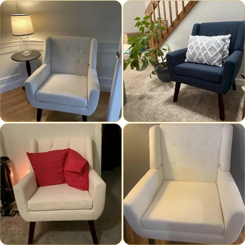 Linen Accent Chair with Tufted Back