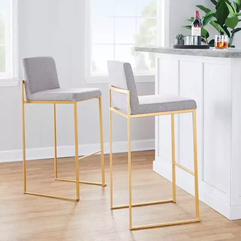 LumiSource Set of 3 Fuji High Back Barstools Fabric