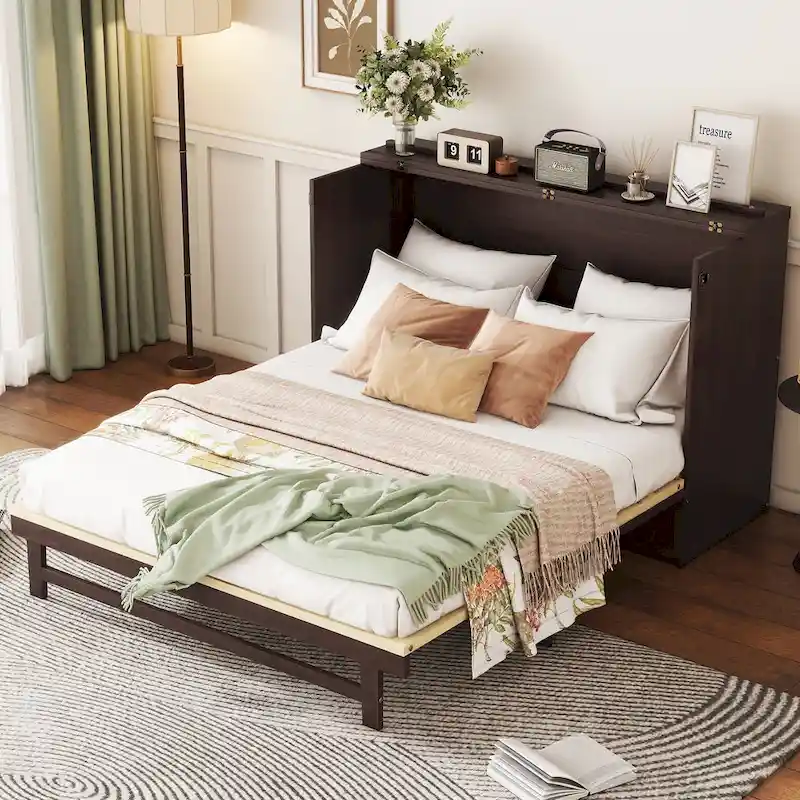 Versatile Queen Size Murphy Bed with Storage Functionality