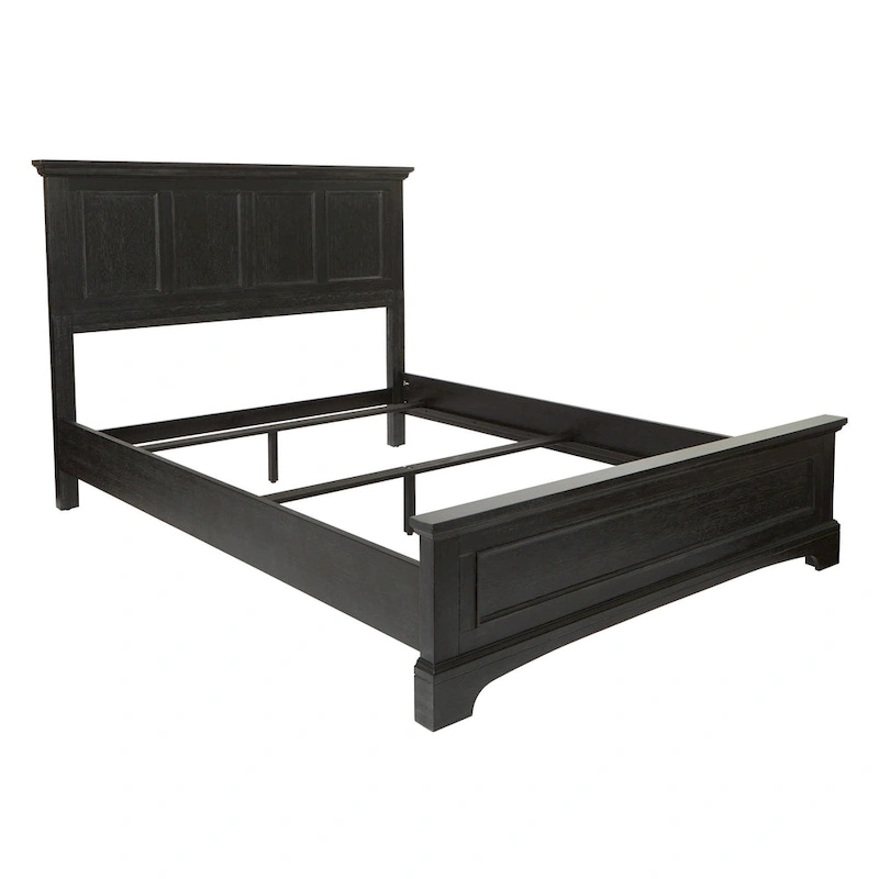 Farmhouse Basics Rustic Black Finish Panel Bed Set
