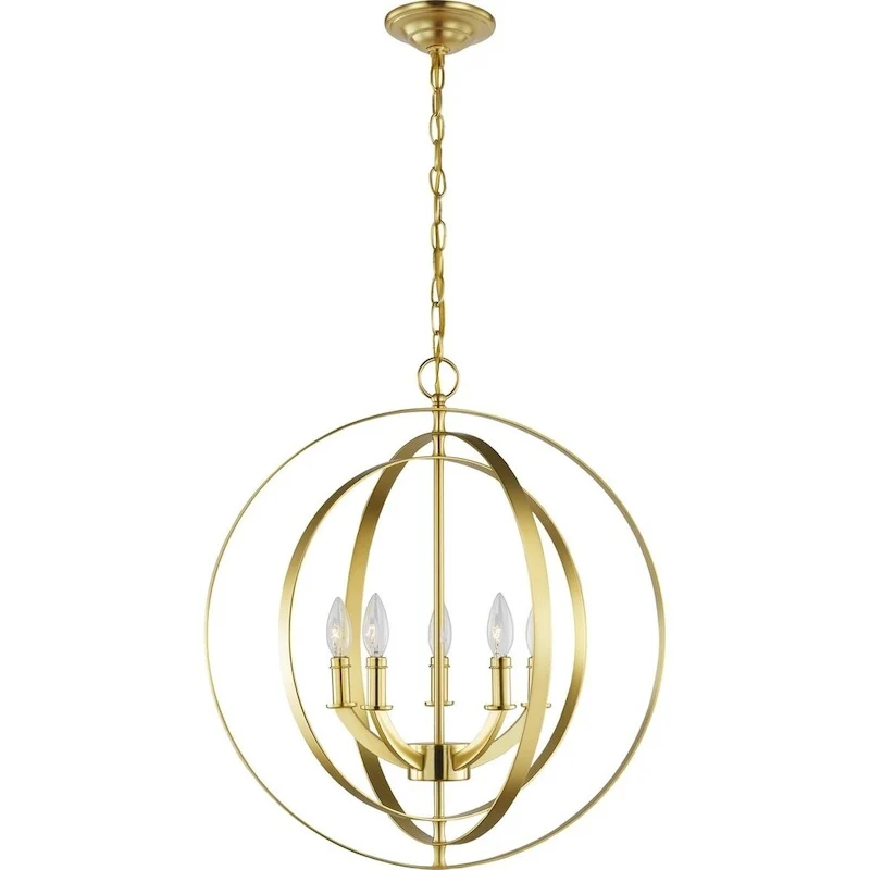 Equinox Collection Satin Brass Five-Light Sphere Pendant - 26.180  x 24.410  x 12.200