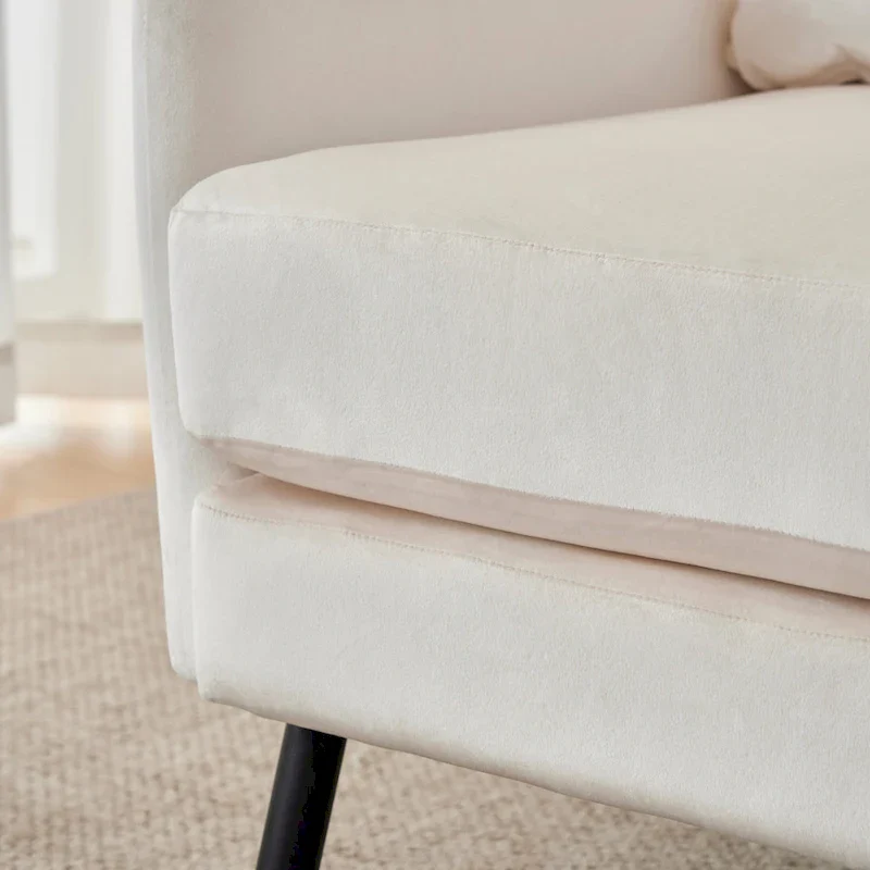 Velvet Wingback Accent Chair with Metal Legs - Single Seat (32