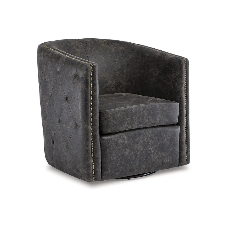 Brentlow Distressed Black Swivel Chair - 28.75 W x 31 D x 31.5 H
