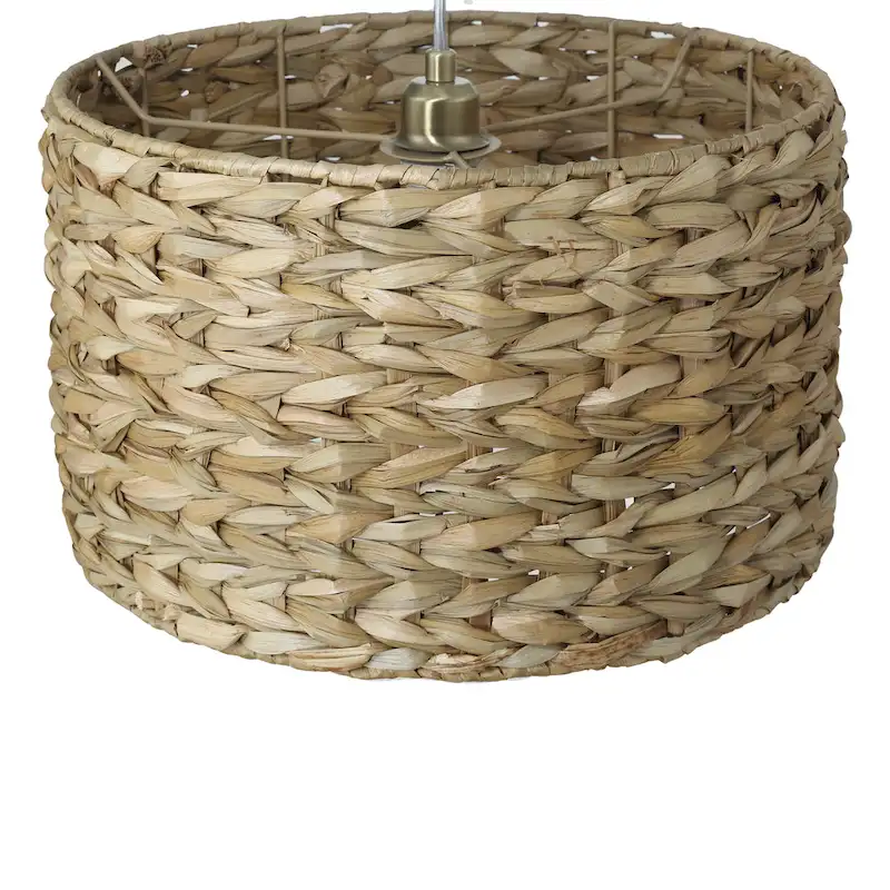 Bella Metal and Handwoven Wicker Drum Ceiling Light - 16.0 L x 16.0 W x 10.0 H