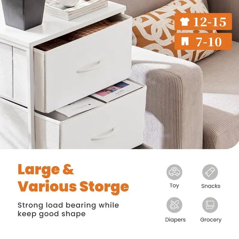 4-Drawers Dresser with Metal Frame and Wood Top