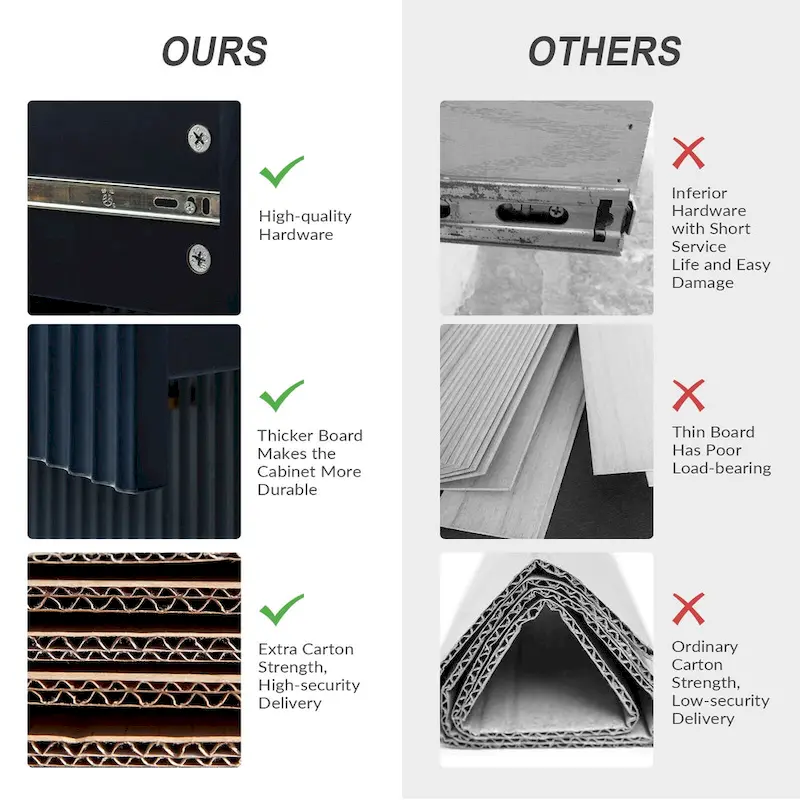 Gilb Modern 3-Drawer Dresser Nightstand with Metal Legs Set of 2 by HULALA HOME