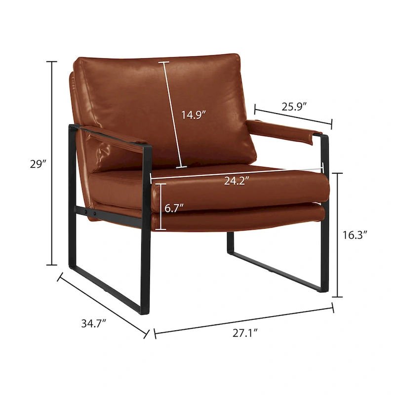 Art Leon Modern Faux Leather Accent Chairs Set of 2