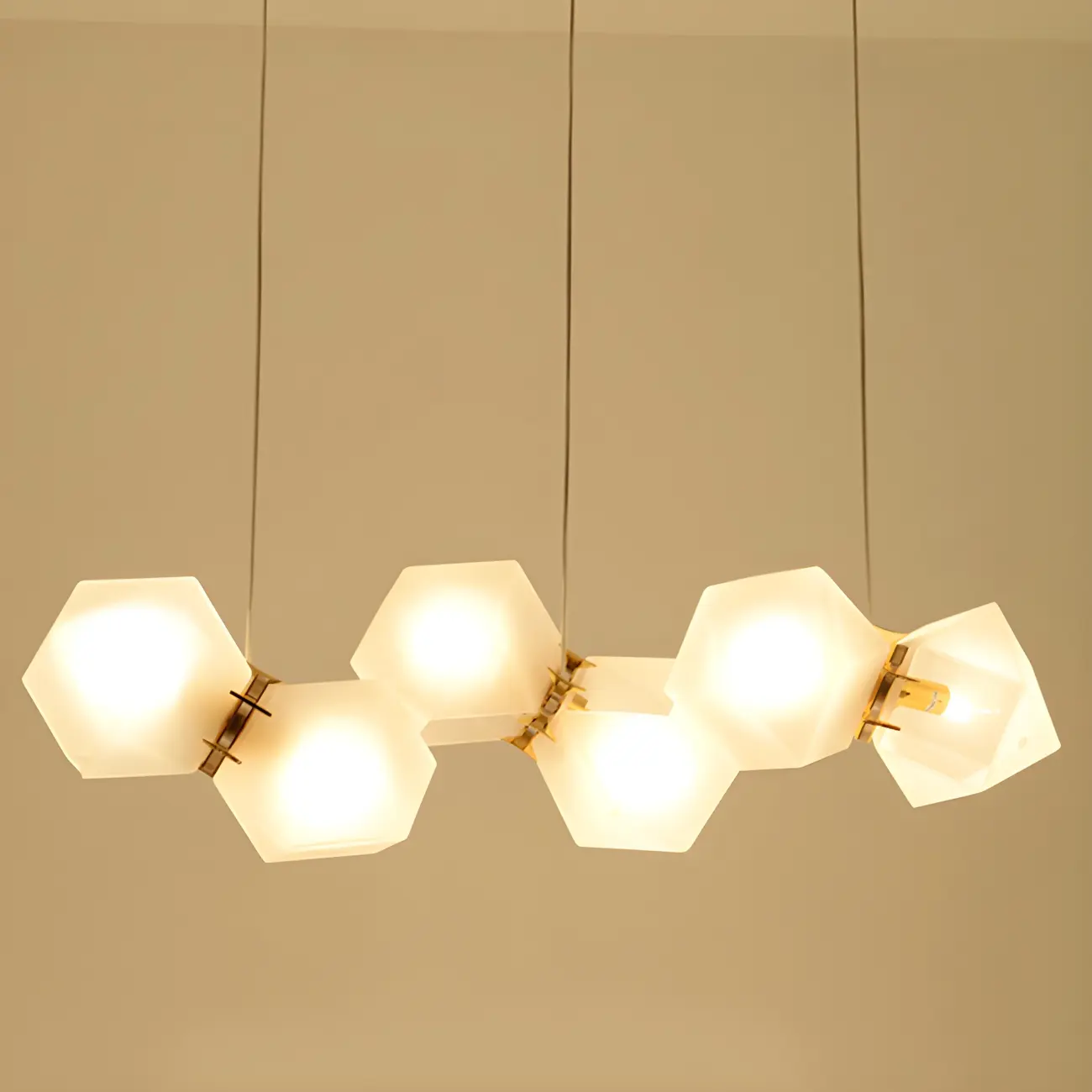 Simple Modern Glass Hexagonal Island Pendant Light