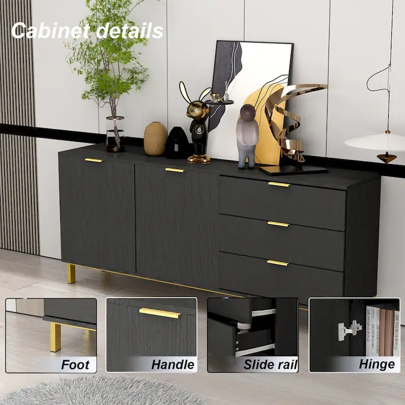 Timechee Mid-century Modern Dresser with Gold Legs