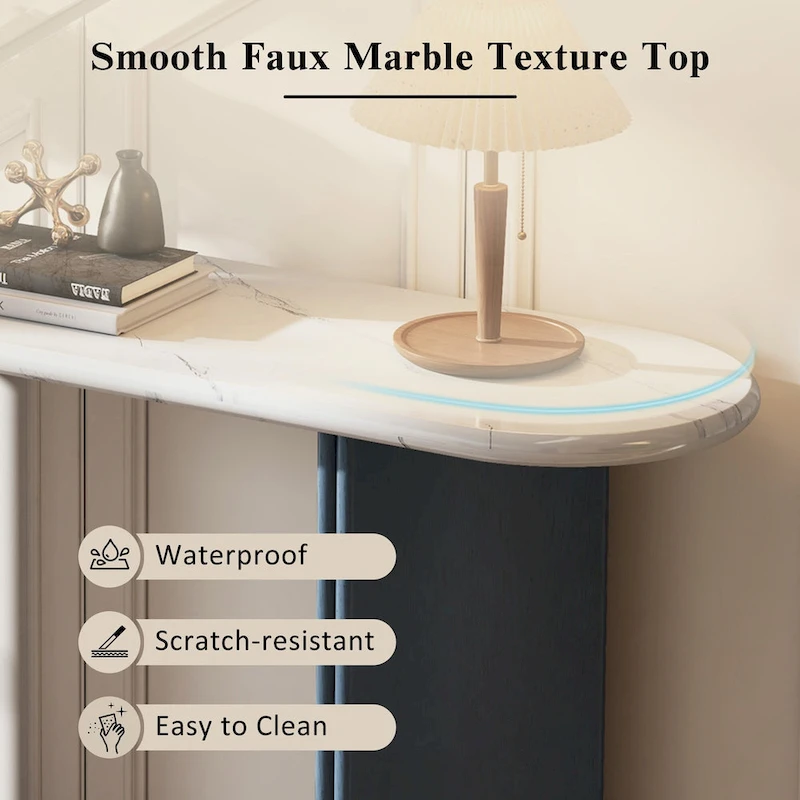 Narrow Console Table, Entryway Table,Navy+White