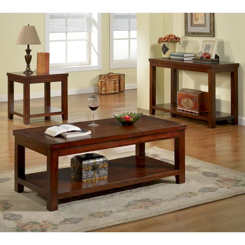 Llat Transitional Cherry 24-inch Solid Wood 1-Shelf Side Table by Furniture of America