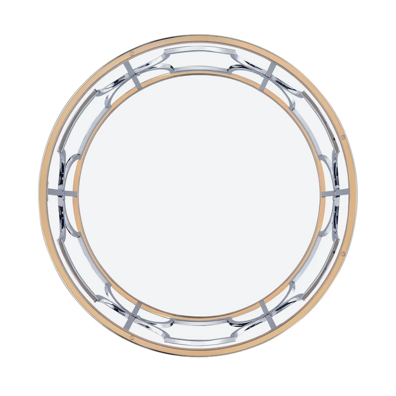 DH BASIC Modern Style Chrome and Gold Round Open Coffee Table by Denhour