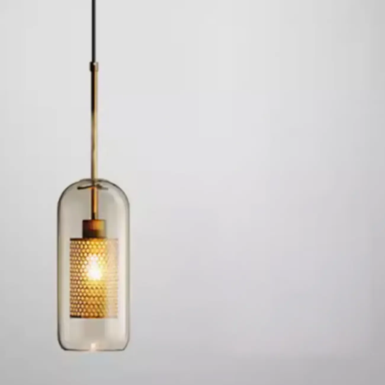 Modern Clear Glass Kitchen Island Pendant Light Metal Frame