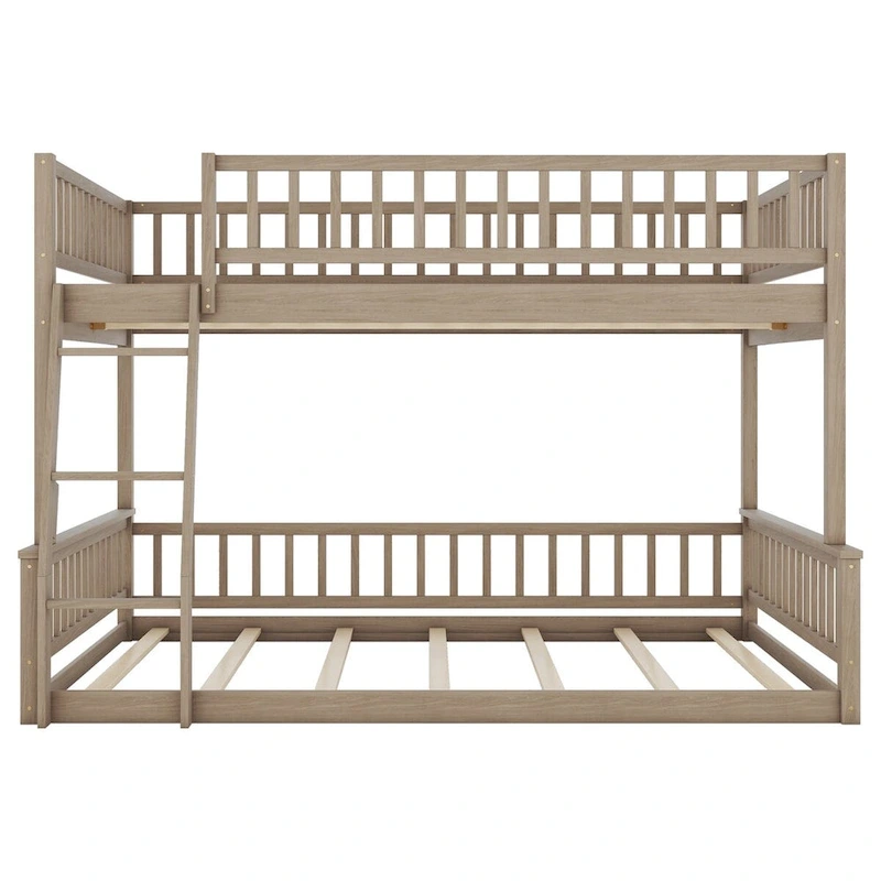 Full XL over Queen Bunk Bed with Ladder and Guardrails