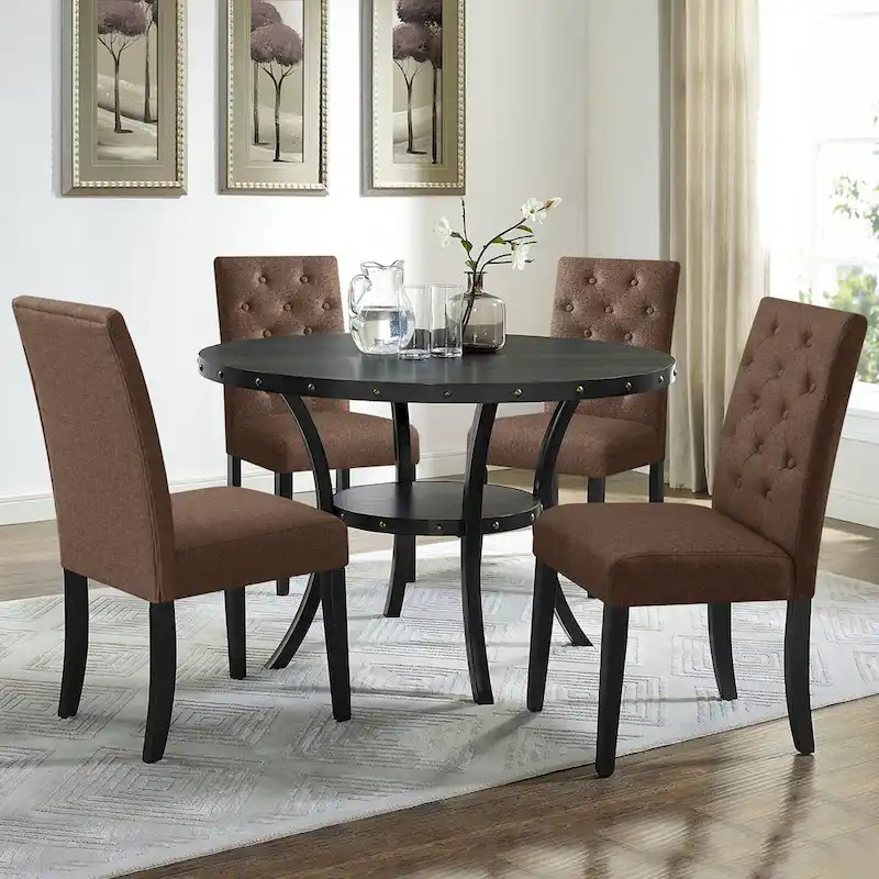 Subrtex Linen Parsons Upholstered Button Dining Chair (2-Pack)