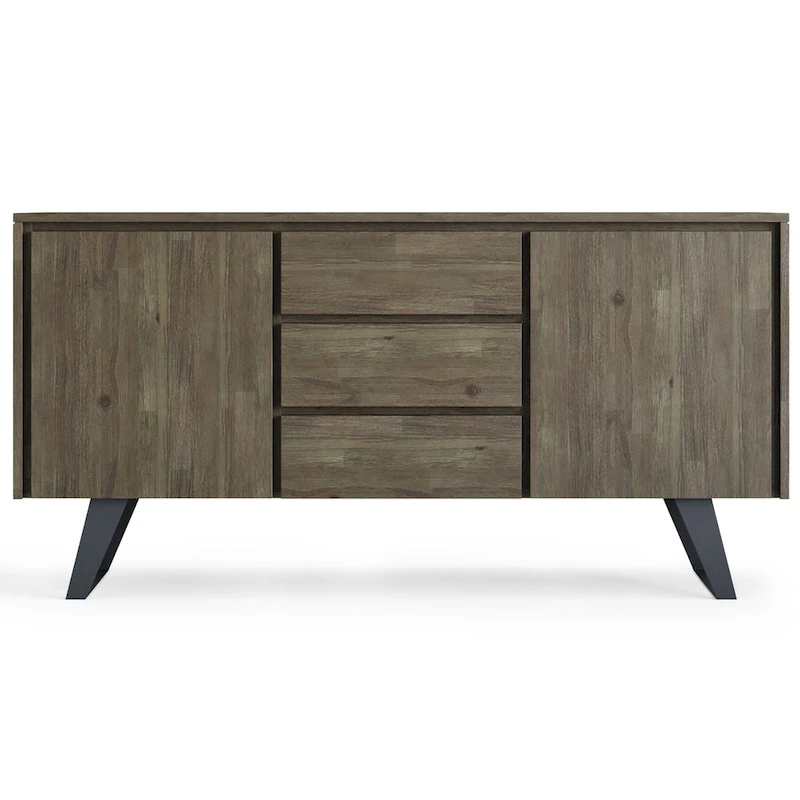 WYNDENHALL Mitchell Metal 60 inch Wide Rectangle Modern Industrial Sideboard Buffet in OAK WOOD - 60 x 17 x 30