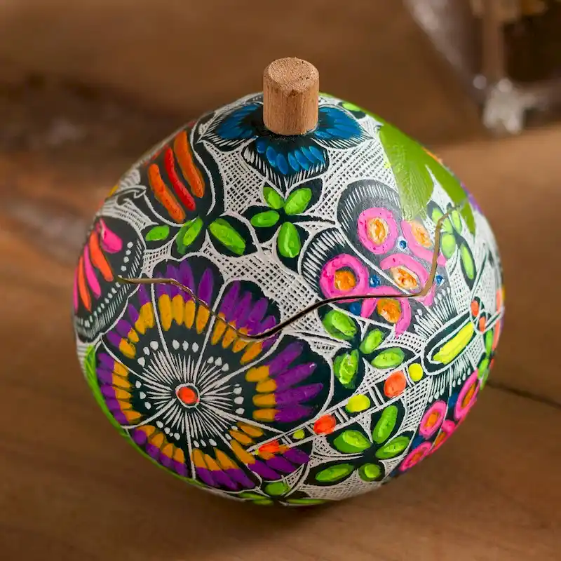 Novica Handmade Multicolored Paradise Gourd Decorative Jar
