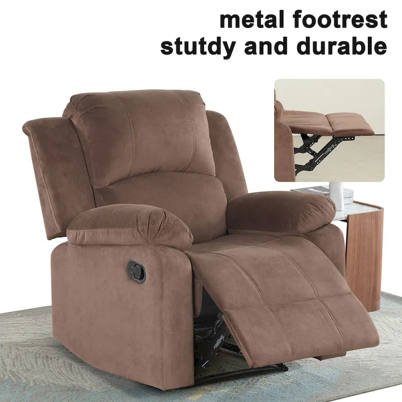 Ebello Breathable Skin Friendly Fabric Soft Padded Manual Recliner Chair