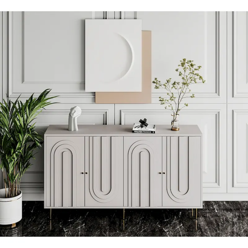 Modern Lacquered 4 Door Wooden Cabinet Sideboard Buffet