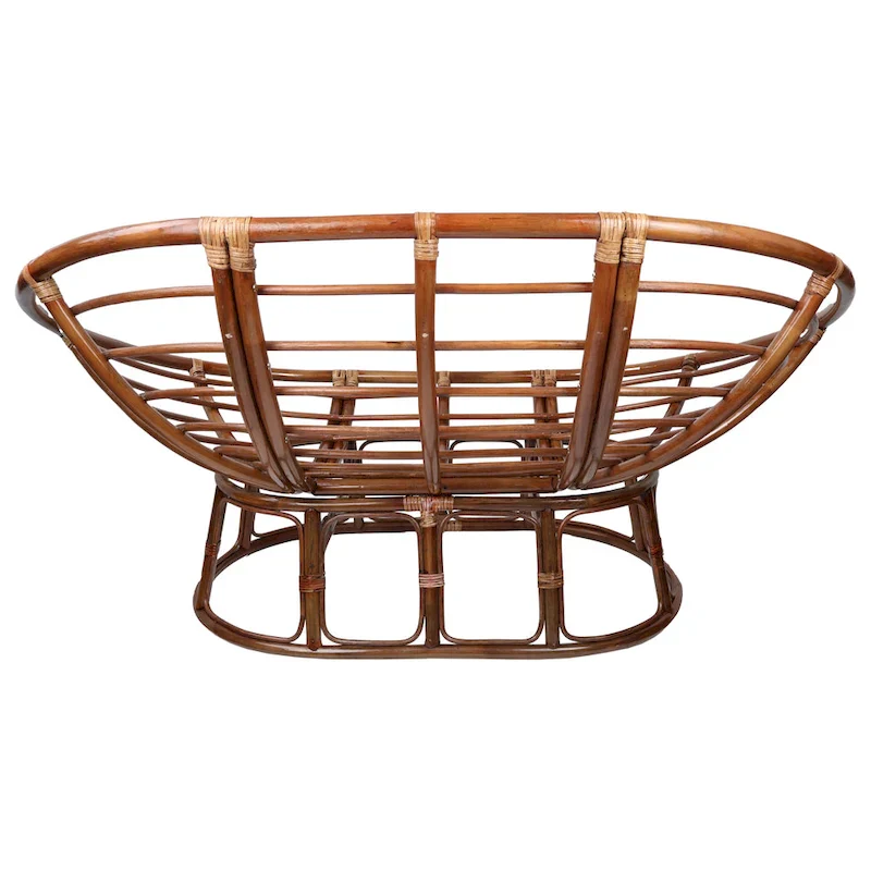 Bali Rattan Double Papasan Chair with Solid All-Weather Cushion