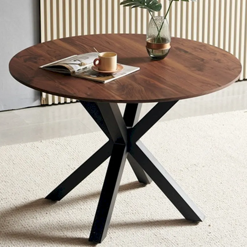Round Mid-century Dining Table for 4-6 people With Pedestal Base