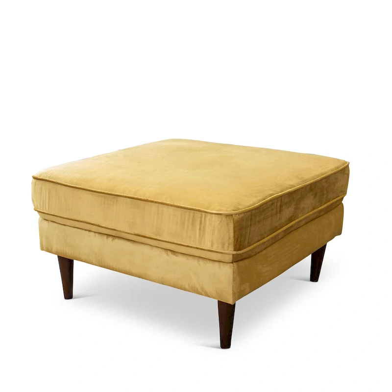 Mid-Century Modern Square Velvet Ottoman
