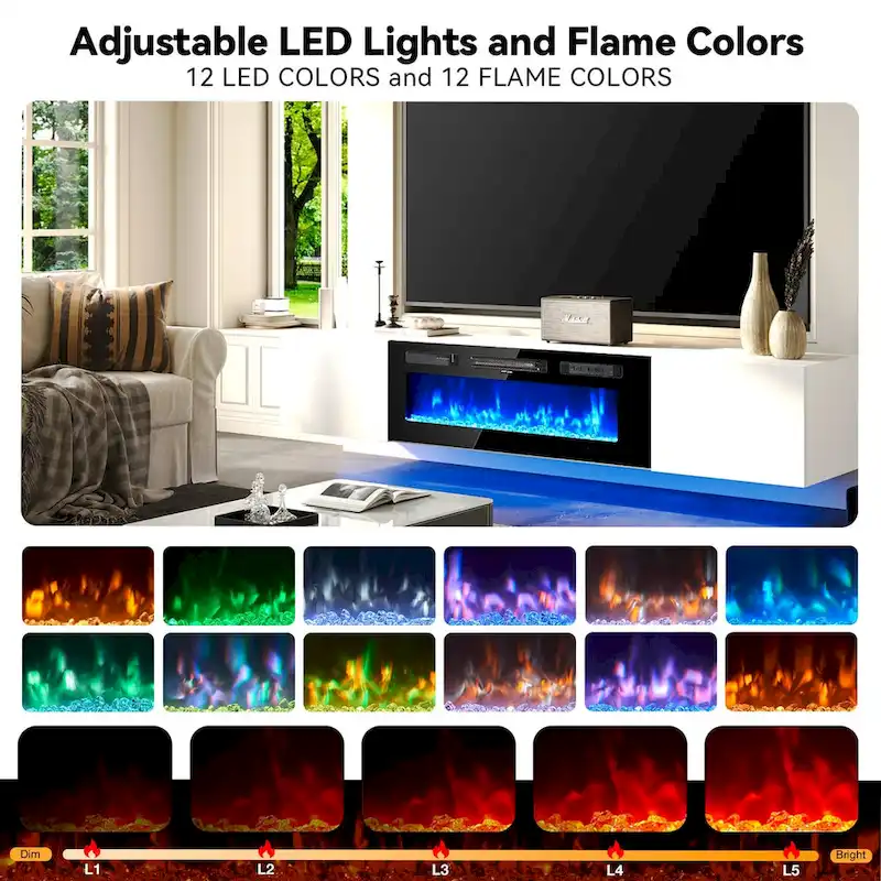 Wall Mounted Fireplace Entertainment Center with 36  Electric Fireplace