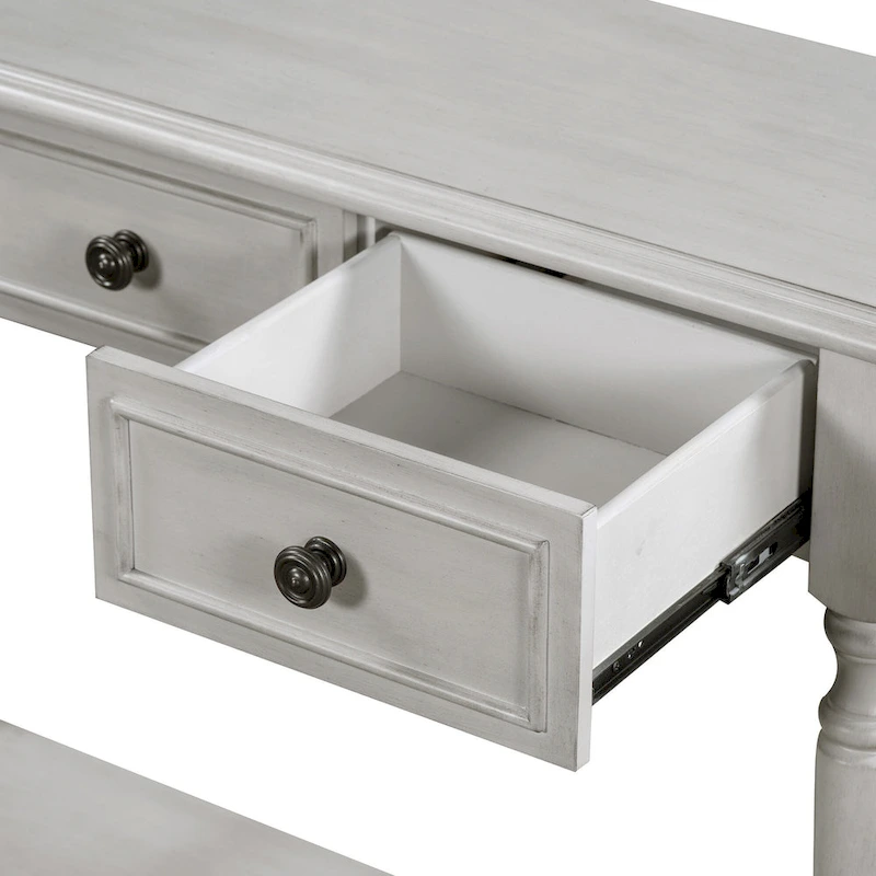 Nestfair Retro Wooden Console Table with Open Shelf Two Drawers