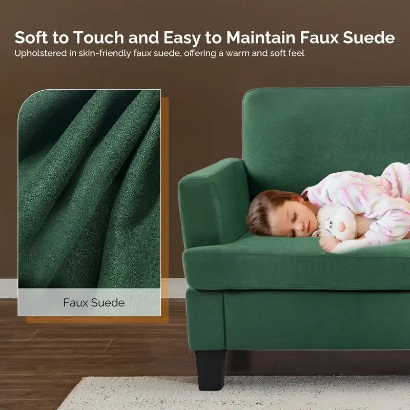 83.5 Upholstered Square Arm Suede Sofa