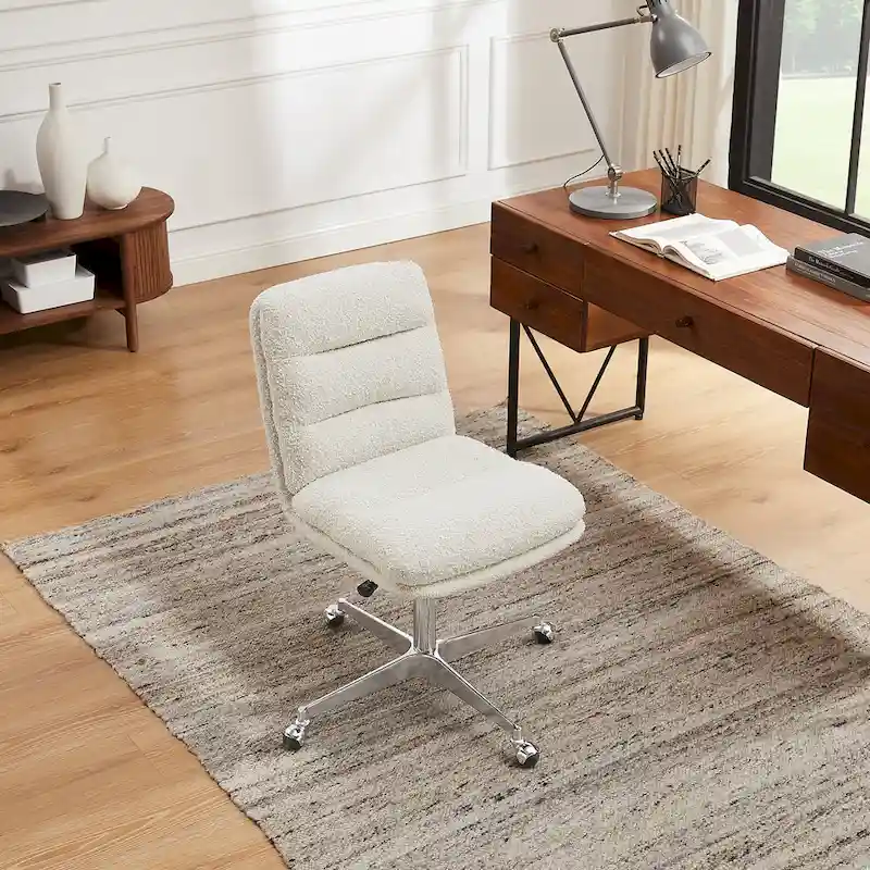 Art Leon Mid-Century Modern Genuine Leather Home Office Desk Chair