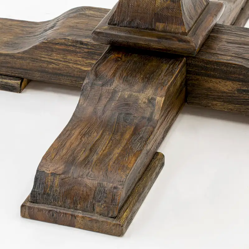 Dining Table Set- a Round Kitchen Table and Light Sable Parsons Chairs, Distressed Jacobean (Pieces Option)