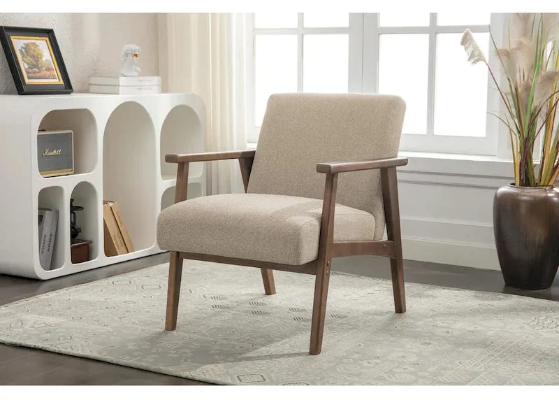 Porthos Home Laleh Fabric Accent Chair with Rubberwood Legs