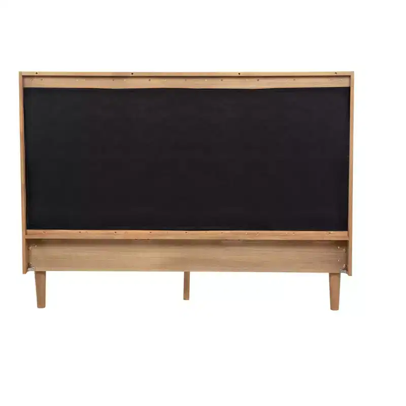 Whisen Wood Bed with Upholstered Headboard and Strengthened Frame