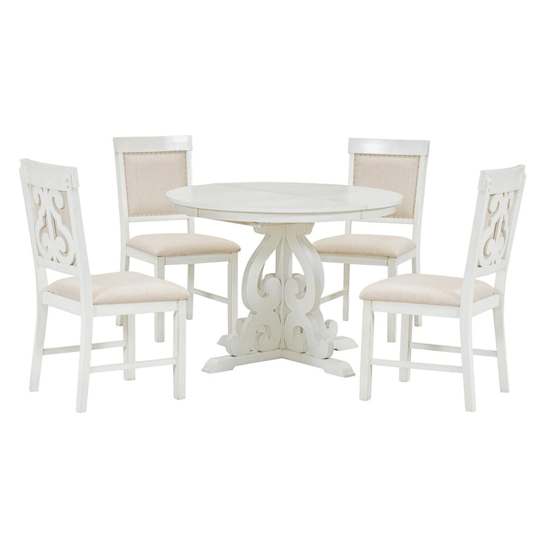 5-Piece Retro Functional Dining Set 1 Extendable Table